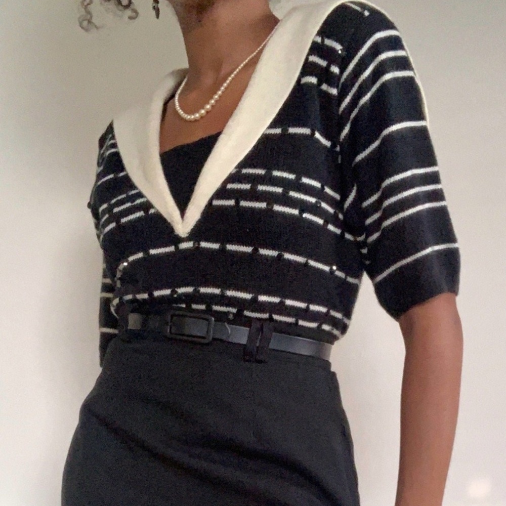 Vintage 60s knit sailor nautical sweater – Medium